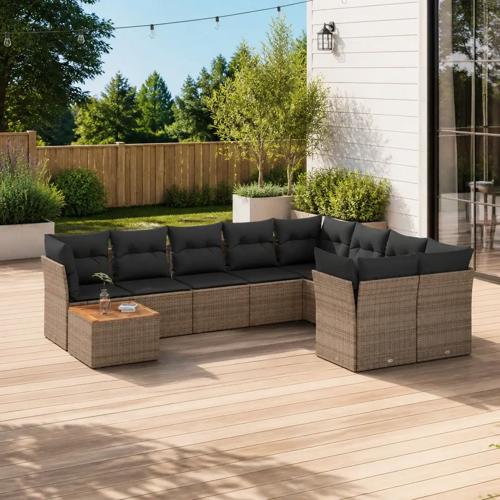 Garden Sofa Set 10 Piece Outdoor Furniture Patio Seating Grey Cushions Modular