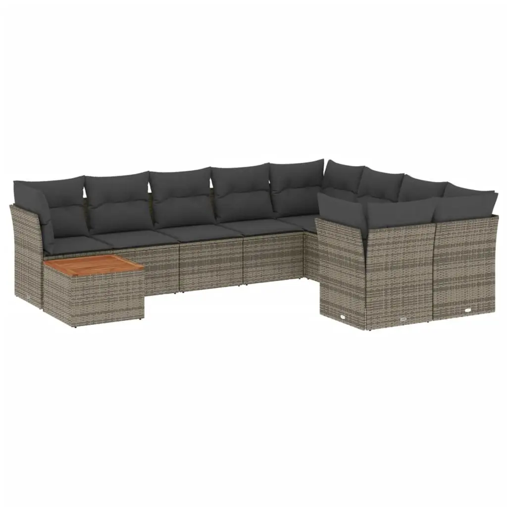 Garden Sofa Set 10 Piece Outdoor Furniture Patio Seating Grey Cushions Modular