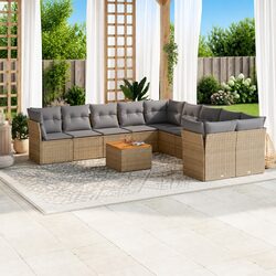 11 Piece Garden Sofa Set in Beige Rattan