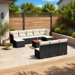 Concise 11-Piece Modular Garden Sofa Set with Cushions