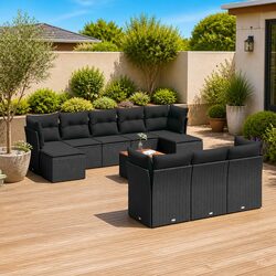 Concise 11-Piece Outdoor Sofa Set with Cushions