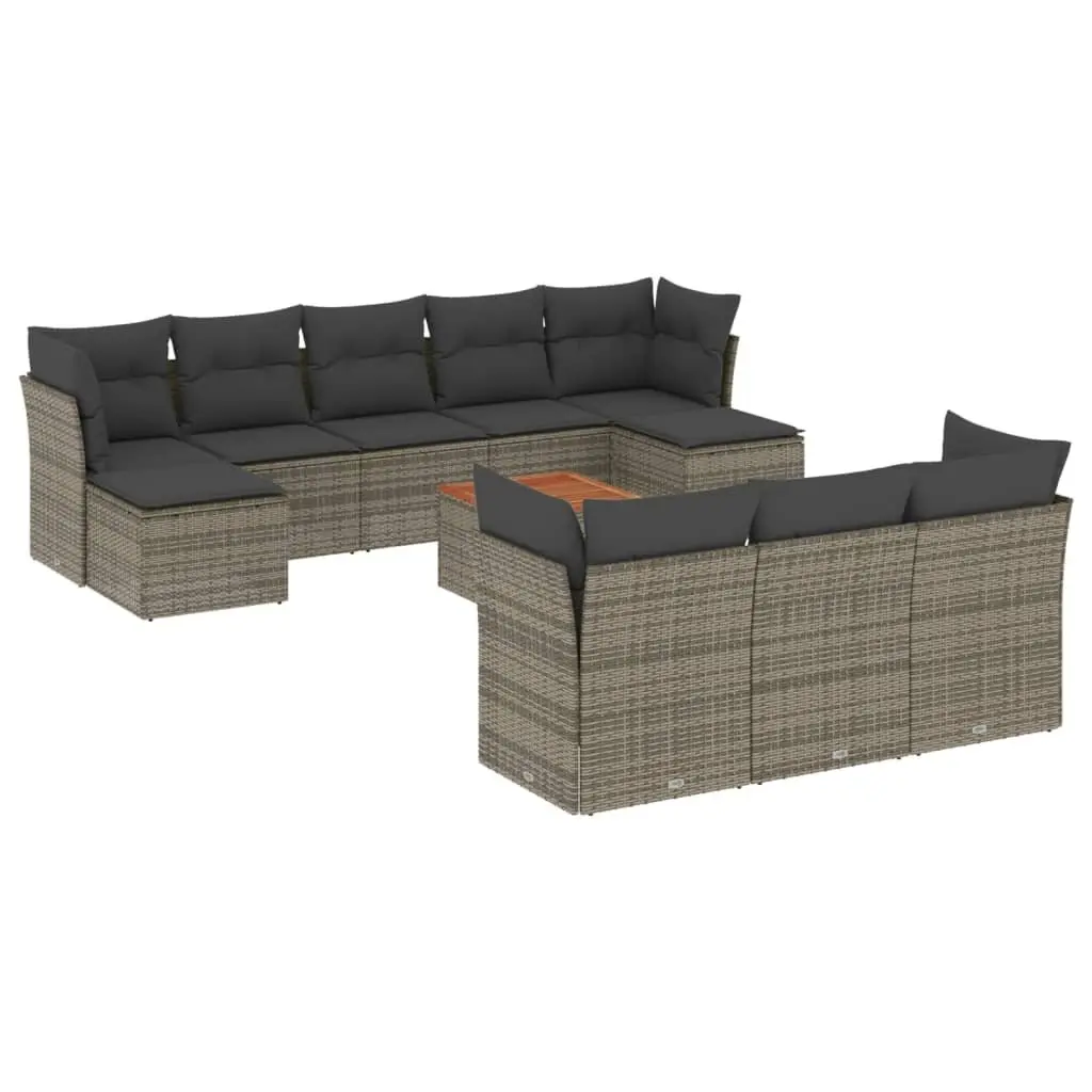 Garden Sofa Set 11 Piece Outdoor Furniture Patio Grey Poly Rattan Modular With