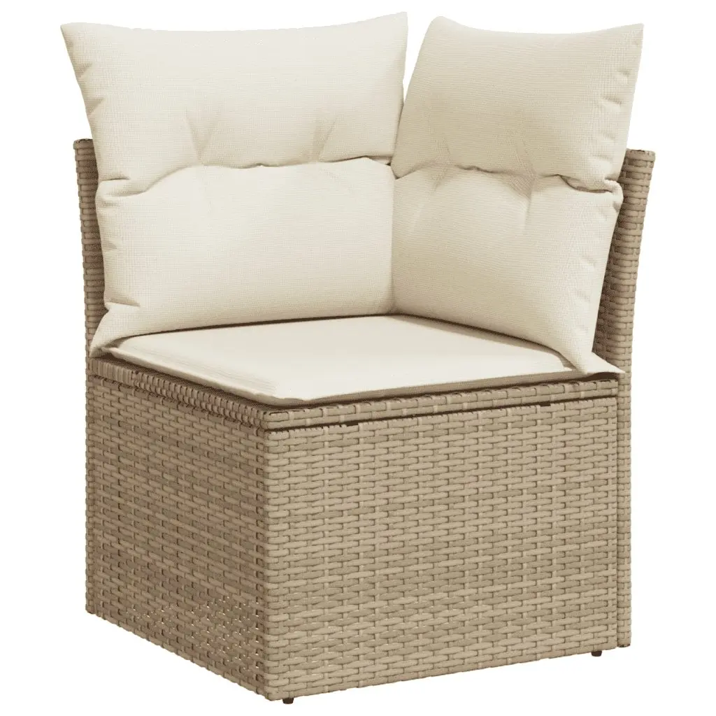 Garden Sofa Set Beige 14 Piece Outdoor Furniture Modular with Cushions