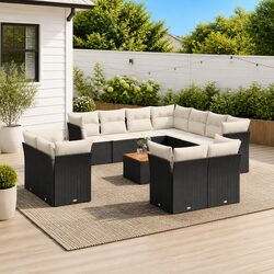 Efficient 12 Piece Black Rattan Garden Sofa Set