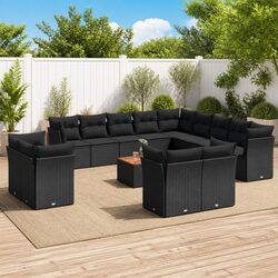 14 Piece Black Outdoor Furniture Sofa Set for Your Patio