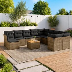 Garden Sofa Set 12 Piece Outdoor Furniture Patio Seating Grey with Cushions