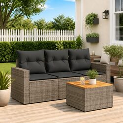 4-Piece Grey Garden Sofa Set for Easy Living