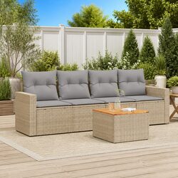 Garden Sofa Set 5 Piece Outdoor Furniture in Beige