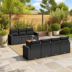 8-Piece Black Garden Sofa Set - Easy and Chic