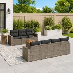 8-Piece Grey Rattan Sofa Set for Outdoors