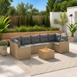 8-Piece Outdoor Garden Sofa Set with Removable Cushions
