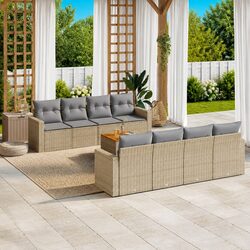 Concise 9 Piece Garden Sofa Set with Cushions