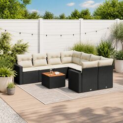 9-Piece Black Garden Sofa Set: Comfort Meets Style