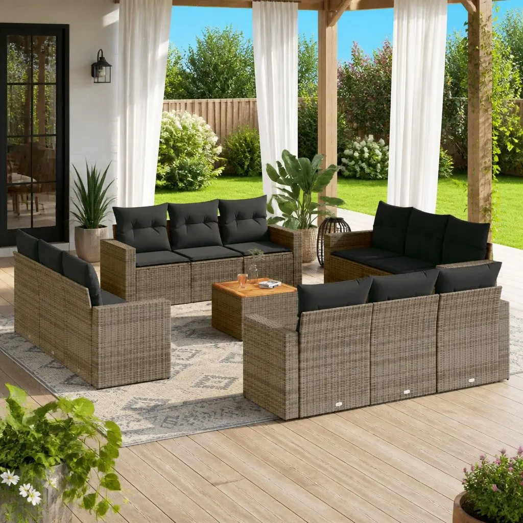 Garden Sofa Set 13 Piece Outdoor Furniture Patio Lounge Grey with Cushions