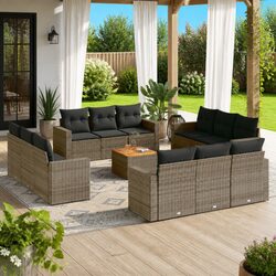 Garden Sofa Set 13 Piece Outdoor Furniture Patio Lounge Grey with Cushions