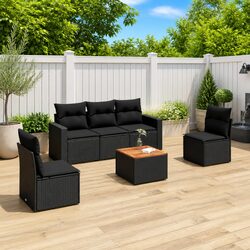 6 Piece Black Outdoor Furniture Set - Comfortable Design