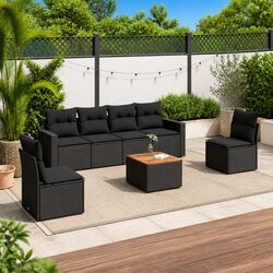 Sleek 7 Piece Black Garden Sofa Set for Outdoor Living