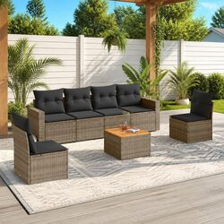 Grey 7-Piece Garden Sofa Set for Outdoor Relaxation