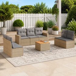 Garden Sofa Set 8 Piece Outdoor Furniture Patio Seating with Cushions Beige