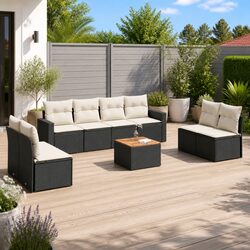 Concise Description of 9 Piece Black Patio Sofa Set