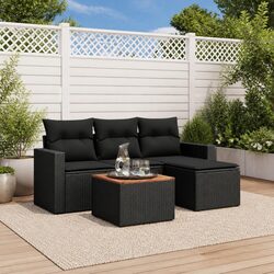 Garden Sofa Set 5 Piece Outdoor Furniture Patio Seating Black with Cushions