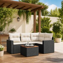 Concise 5 Piece Outdoor Garden Sofa Set in Black