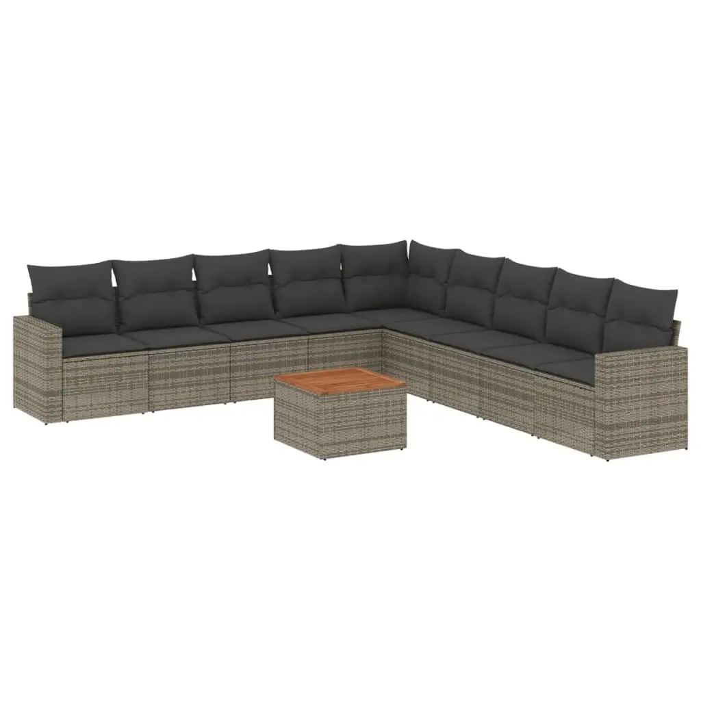 Garden Sofa Set 10 Piece Outdoor Furniture with Cushions Grey Patio Lounge Suite