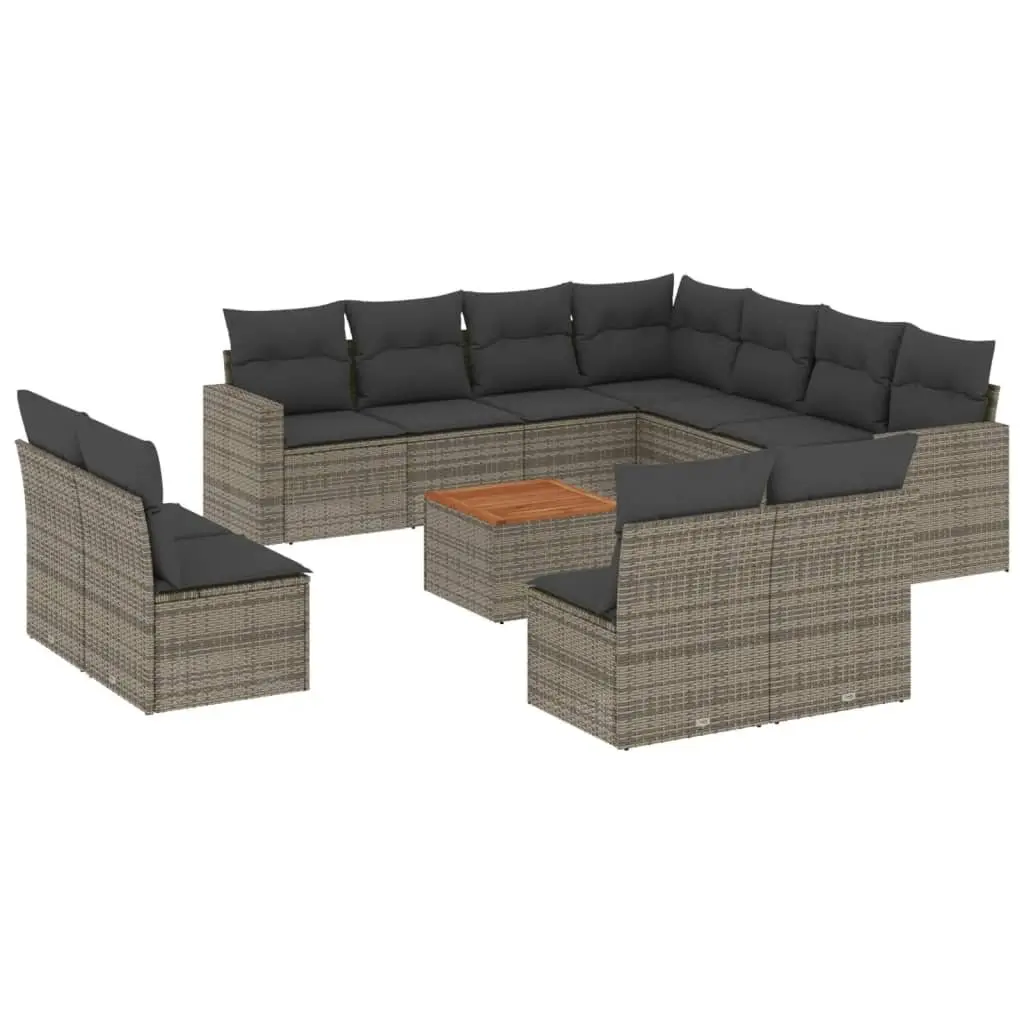 Garden Sofa Set 12 Piece Outdoor Furniture Patio Grey Poly Rattan Modular