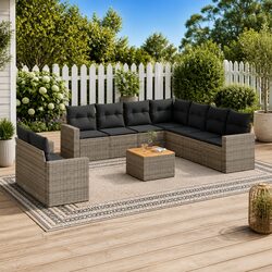 10 Piece Grey Rattan Garden Sofa Set for Your Outdoor Oasis