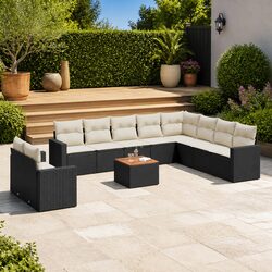 Compact 11 Piece Black Rattan Garden Sofa Set for You
