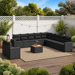 Confidently Built 12 Piece Black Garden Sofa Set