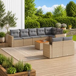 9 Piece Modular Sofa Set with Beige Cushions