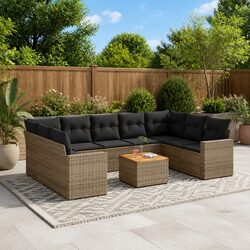 Concise 10-Piece Outdoor Sofa Set for Comfort