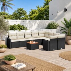 10-Piece Black Outdoor Sectional Sofa Set - Stylish and Functional