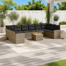 Concise 11 Piece Modular Grey Sofa Set for Outdoors