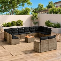 Compact 13 Piece Grey Outdoor Sofa Set
