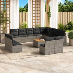 Compact 13-Piece Outdoor Sectional Sofa Set in Grey
