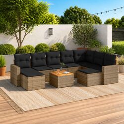 10-Piece Outdoor Sectional Sofa Set in Grey