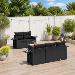 Compact 6-Piece Outdoor Sofa Set in Black