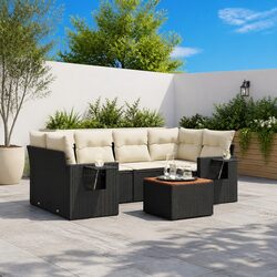Compact 7 Piece Black Rattan Sofa Set for Your Patio