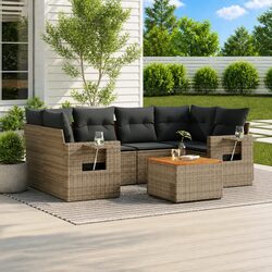 Concise 7 Piece Grey Outdoor Sectional Sofa Set