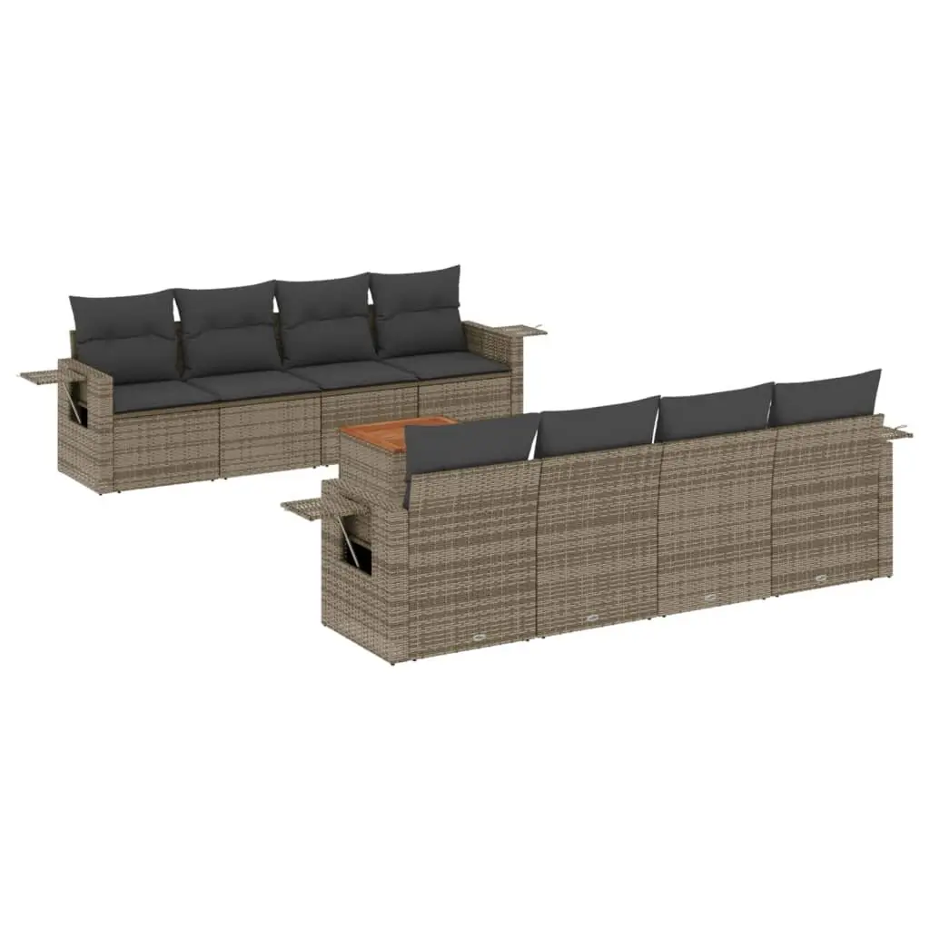 Outdoor Sectional Sofa Set 9 Piece Garden Seating Grey Poly Rattan Modular