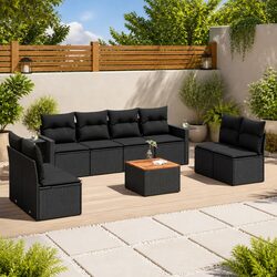 Outdoor Sectional Sofa Set: 9 Pieces of Comfortable Black Rattan Furniture