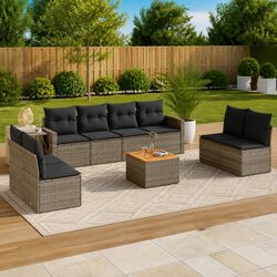 Compact 9 Piece Outdoor Sofa Set with Removable Covers