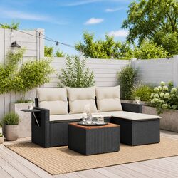 Concise Black Outdoor Sofa Set with Side Table