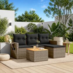 Compact 5 Piece Outdoor Sofa Set in Grey Rattan