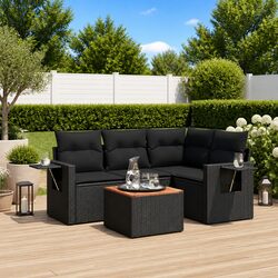 Concise 5-Piece Outdoor Sectional Sofa Set in Black