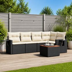 Compact 6-Piece Outdoor Sofa Set - Black Modular Design