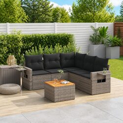 Compact and Durable 6-Piece Grey Sectional Sofa Set