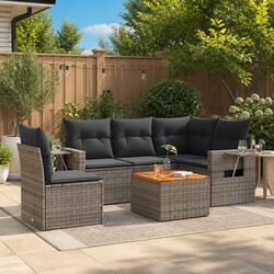 Grey 6-Piece Outdoor Sectional Sofa Set